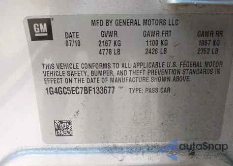 2011 Buick Lacrosse Cxl из США, поврежденный, VIN 1G4GC5EC7BF133677